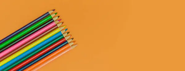 Colored Pencils Yellow Panorama Background — Stock Photo, Image