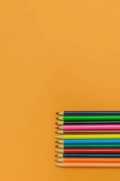 Colored Pencils Yellow Background — Stock Photo, Image