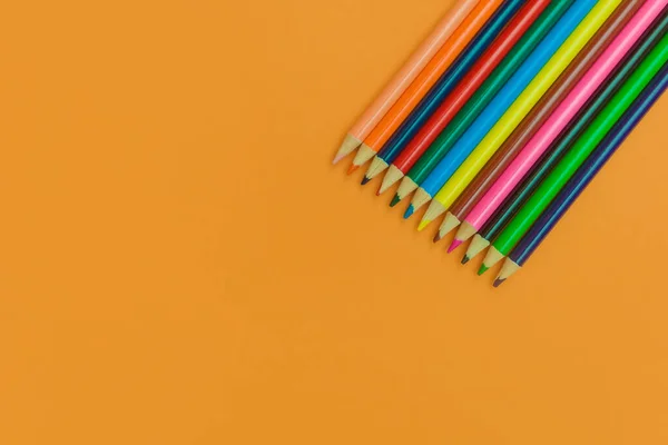 Colored Pencils Yellow Background — Stock Photo, Image