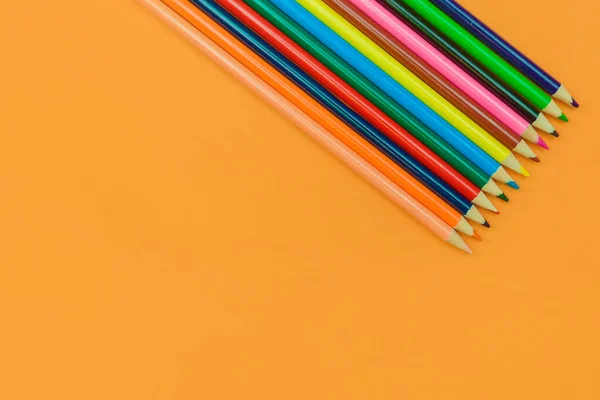 Colored Pencils Yellow Background — Stock Photo, Image