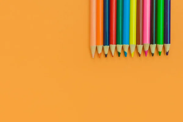 Colored Pencils Yellow Background — Stock Photo, Image