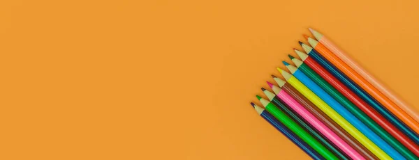 Colored Pencils Yellow Panorama Background — Stock Photo, Image