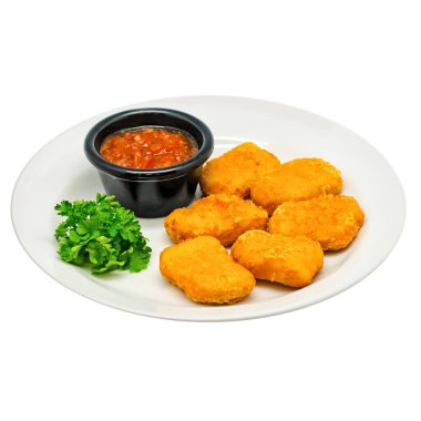 Hamburger, beyaz arka planda tabakta hazır yemek.