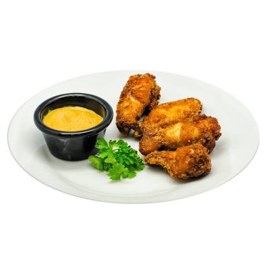 Hamburger, beyaz arka planda tabakta hazır yemek.