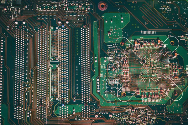 Textura Electrónica Chip Ordenador Verde — Foto de Stock