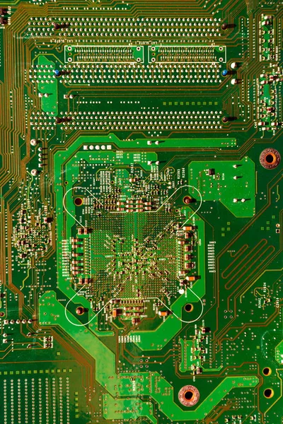 Textura Chip Computador Verde Eletrônico — Fotografia de Stock