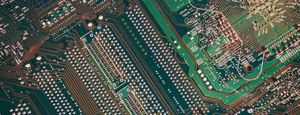 Bitcoin Panorâmica Fundo Chip Computador Cai — Fotografia de Stock