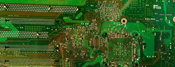 Panoramical Bitcoin Background Computer Chip Falls — Stock Photo, Image