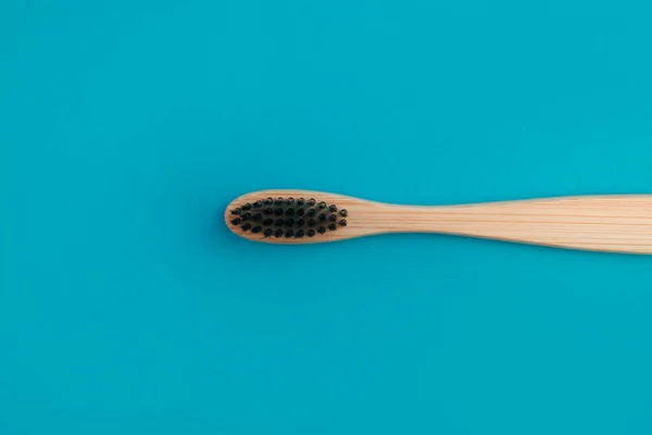 Wooden Toothbrush Blue Background — Stock Photo, Image