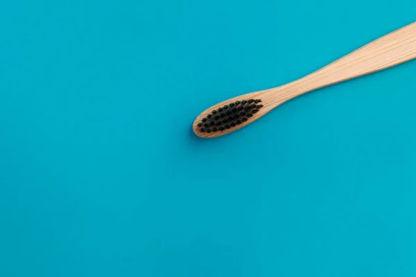 Wooden Toothbrush Blue Background — Stock Photo, Image