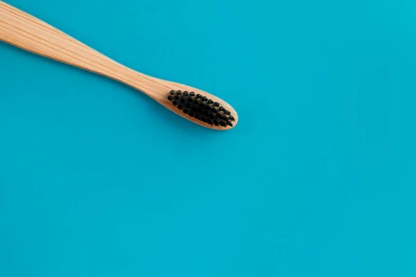 Wooden Toothbrush Blue Background — Stock Photo, Image