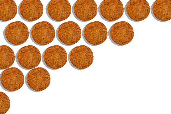 texture of oatmeal cookies on a white background