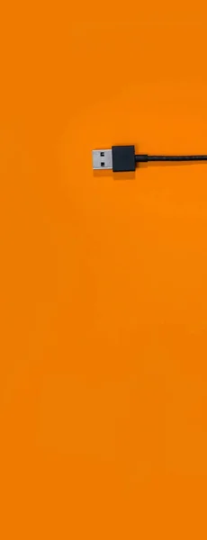 Panorama Usb Wires Orange Background — Stock Photo, Image