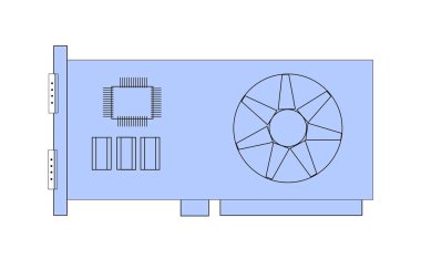 Beyaz arkaplanda mavi GPU çizimi