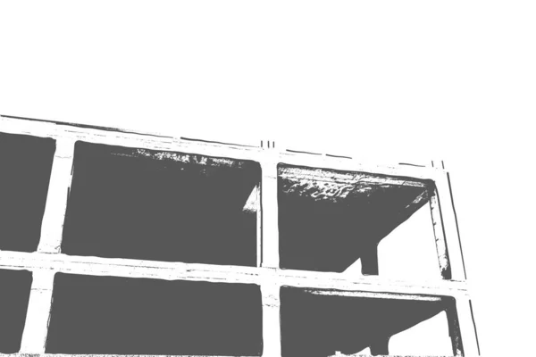 建造中的多层住宅大楼和白色背景的建筑用起重机的黑白打印 — 图库照片