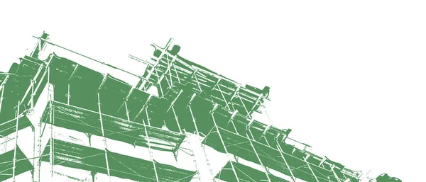 Зеленый Отпечаток Строящегося Многоэтажного Жилого Дома Строительного Крана Белом Фоне — стоковое фото