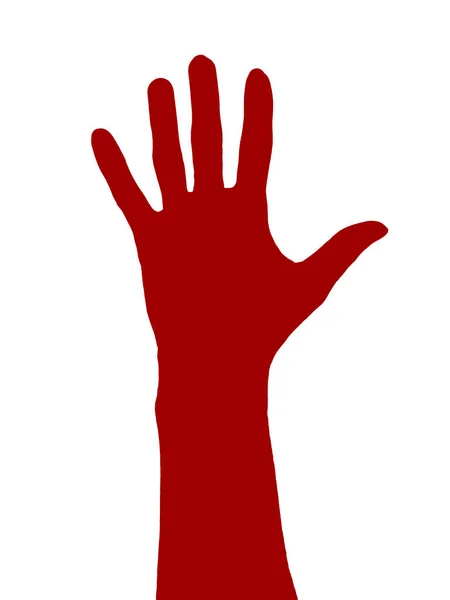 Red Hand White Background Isolated Paint — Stock Photo, Image