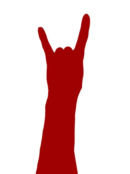 Röd Hand Vit Bakgrund Isolerad Färg — Stockfoto