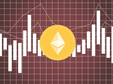 Çok renkli ölçüler ve çok renkli arkaplanlar ve dünya haritası üzerine Ethereum