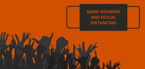 Maska Společenské Vzdálenosti Barevné Ilustrace Plochý Styl — Stock fotografie