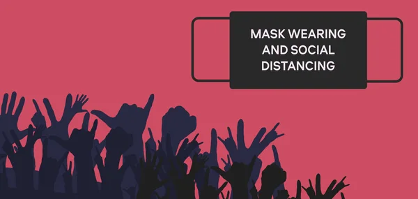 Maska Společenské Vzdálenosti Barevné Ilustrace Plochý Styl — Stock fotografie