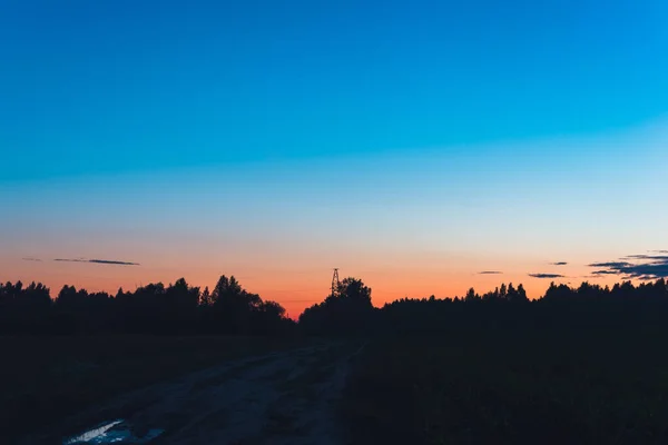 Camino Campo Una Noche Verano Antes Del Amanecer — Foto de Stock