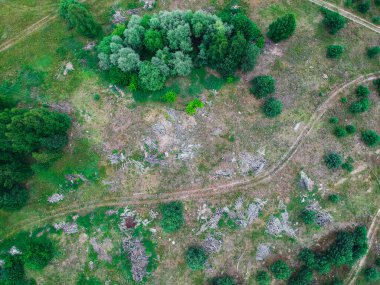 Ormanın yakınındaki araziler yüksek bir yerden.
