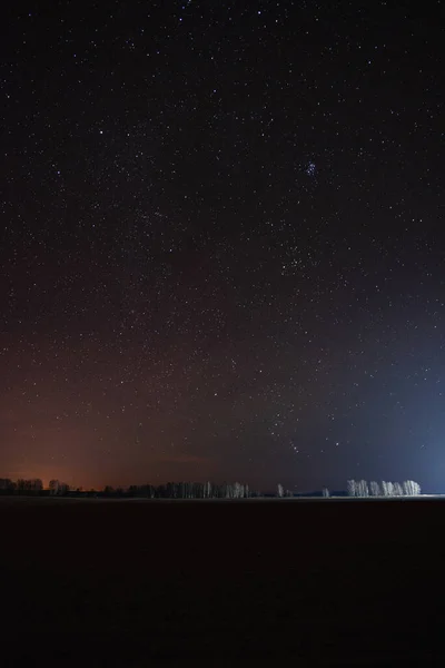 Hvězdná Obloha Nad Lesem Pole Dálce — Stock fotografie