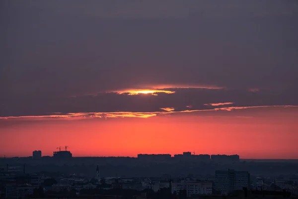Schöner Orangefarbener Sonnenuntergang Über Der Stadt Rjasan Sommer — Stockfoto