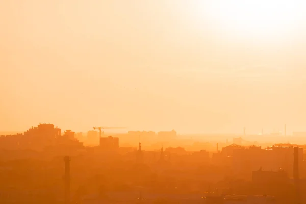 Schöner Orangefarbener Sonnenuntergang Über Der Stadt Rjasan Sommer — Stockfoto