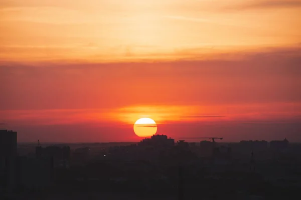 Schöner Orangefarbener Sonnenuntergang Über Der Stadt Rjasan Sommer Sonnenaufgang Über — Stockfoto