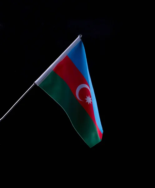 Azerbaijan Nationale Vlag Zwarte Achtergrond — Stockfoto