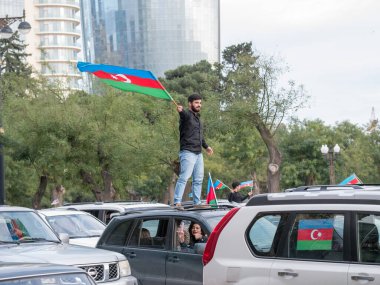 10 Kasım 2020. Azerbaycan. Bakü. Dönüşün zaferini kutluyoruz Karabağ. Zafer Günü