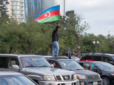 10 Kasım 2020. Azerbaycan. Bakü. Dönüşün zaferini kutluyoruz Karabağ. Zafer Günü