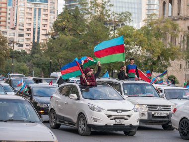 10 Kasım 2020. Azerbaycan. Bakü. Dönüşün zaferini kutluyoruz Karabağ. Zafer Günü