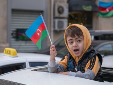 10 Kasım 2020. Azerbaycan. Bakü. Dönüşün zaferini kutluyoruz Karabağ. Zafer Günü