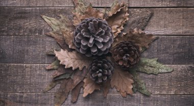 Sonbahar tatili. ahşap arkaplanda