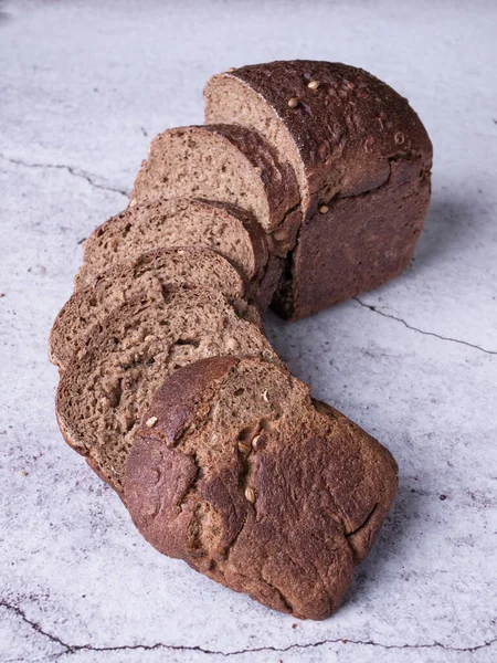 Fresh Bread White Grey Background — Stock Photo, Image