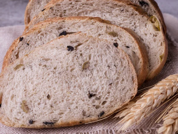 Fresh Bread White Grey Background — Stock Photo, Image