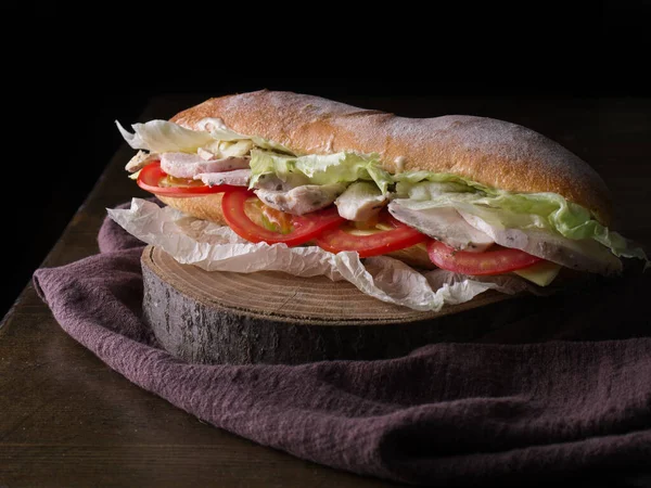 Cibo Colazione Mattina Pranzo Concetto Panino Pane Segale Fresco Sano — Foto Stock