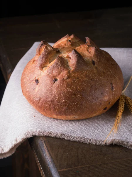 bread on black background. fresh bread