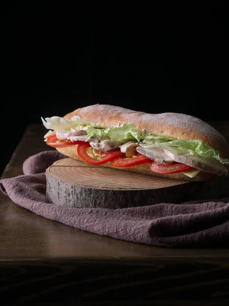 Nourriture Petit Déjeuner Concept Matin Déjeuner Sandwich Pain Seigle Frais — Photo