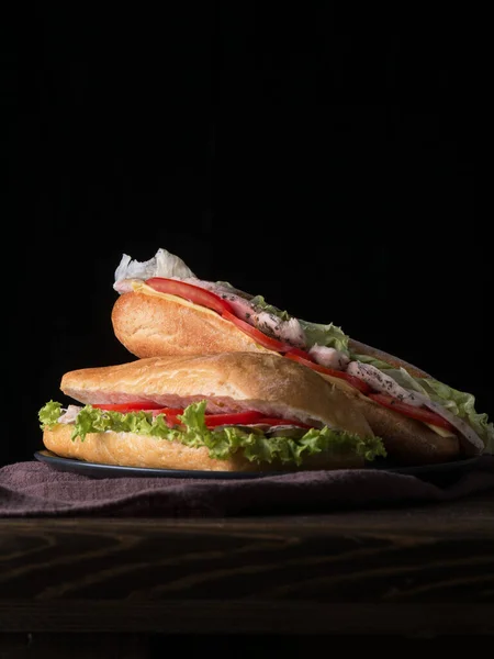 Comida Café Manhã Manhã Almoço Conceito Sanduíche Pão Centeio Saudável — Fotografia de Stock