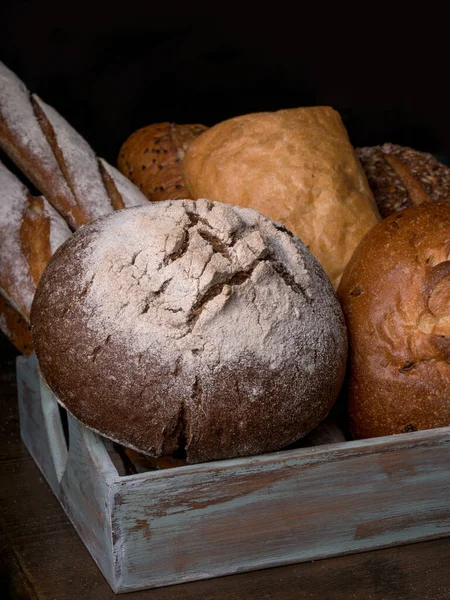 Bread Black Background Fresh Bread — Stock Photo, Image