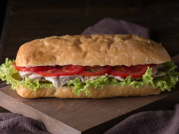 Eten Ontbijt Ochtend Lunch Concept Verse Gezonde Roggebrood Sandwich Met — Stockfoto