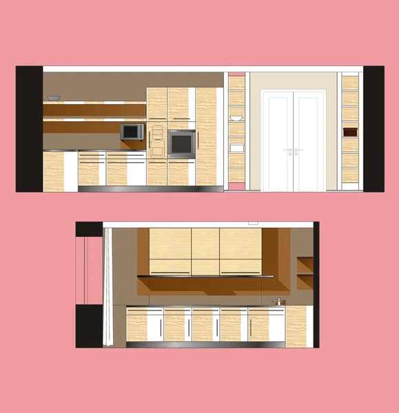 家具厨房扫描 — 图库矢量图片