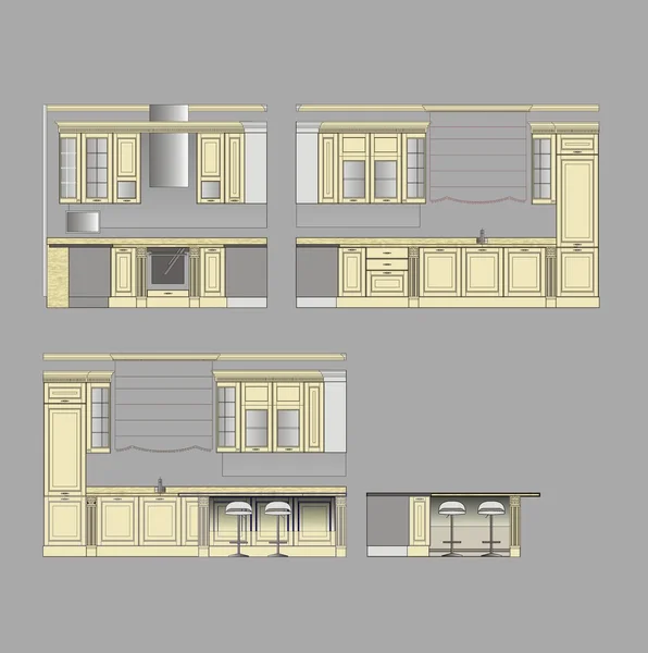 Escaneo de cocina de muebles — Archivo Imágenes Vectoriales