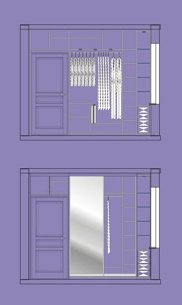 Cloakroom Cupboard Drawing — Stock Vector