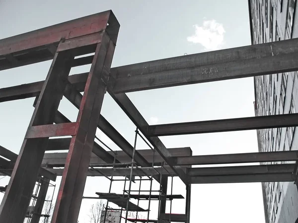 Stål Konstruktion Struktursvetsade Ram Balk Kolonn Utsidan — Stockfoto