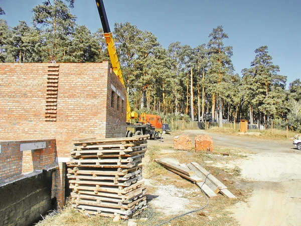 Construction Site Veins Brick Cottage — Stock Photo, Image